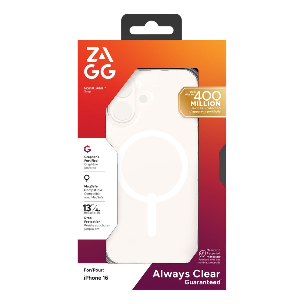 Zagg Cases Crystal Palace Snap Apple iPhone 16 SM - Clear