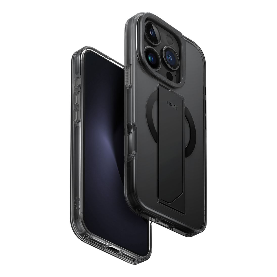 UNIQ Hybrid iPhone 16 Pro (2024) Case 6.3 Heldro Max Magclick With Camera Stand - Vapour (Smoke)