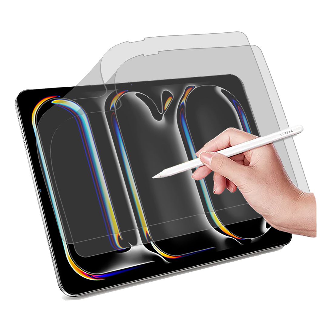 Levelo High Silicone Aluminum Glass Privacy Screen Protector iPad Pro 11 2024 - Black