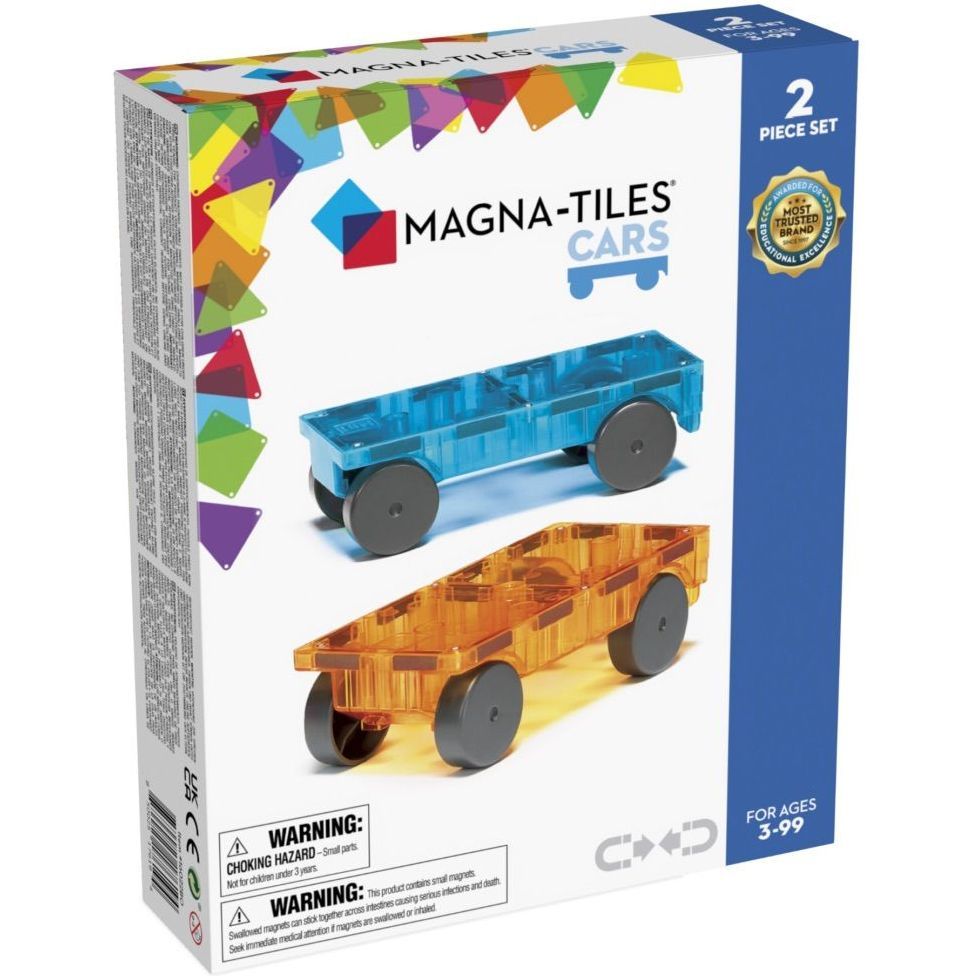 Magna-Tiles Cars Set - Blue And Orange (Set Of 2)