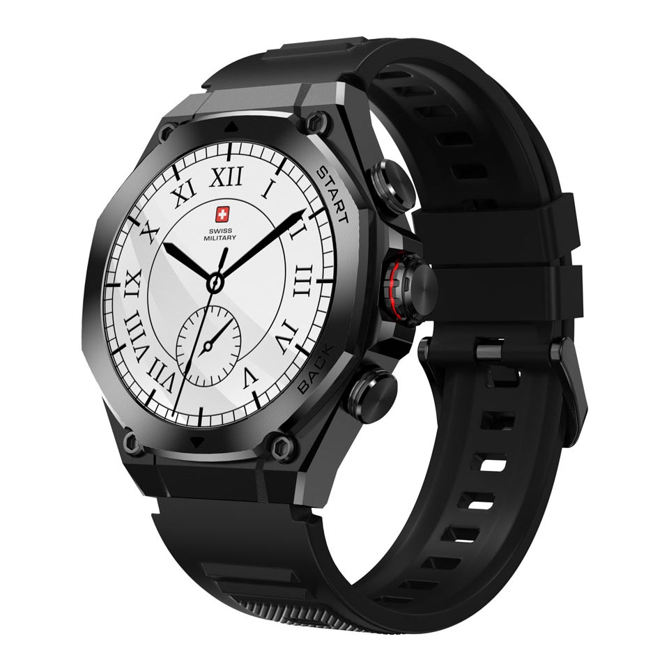 Swiss Military DOM 6 Smartwatch - Black With Black Silicone Strap
