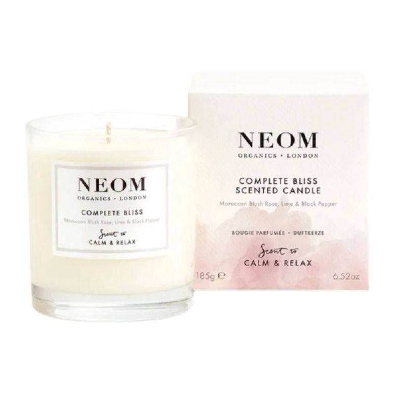 Neom Wellbeing Complete Bliss Scented Candle (185g) - Moroccan Blush Rose / Lime / Black Pepper