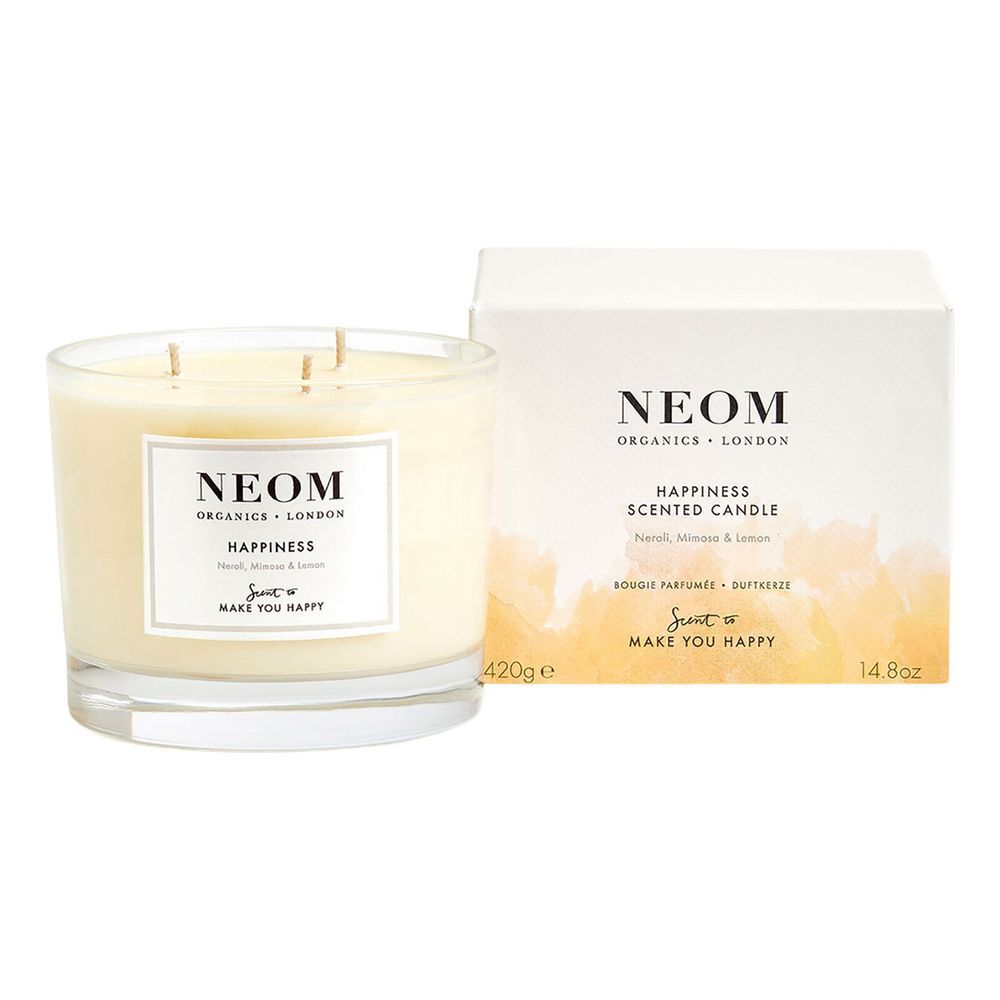 Neom Wellbeing 3 Wick Happiness Scented Candle (420g) - Neroli / Memosa / Lemon