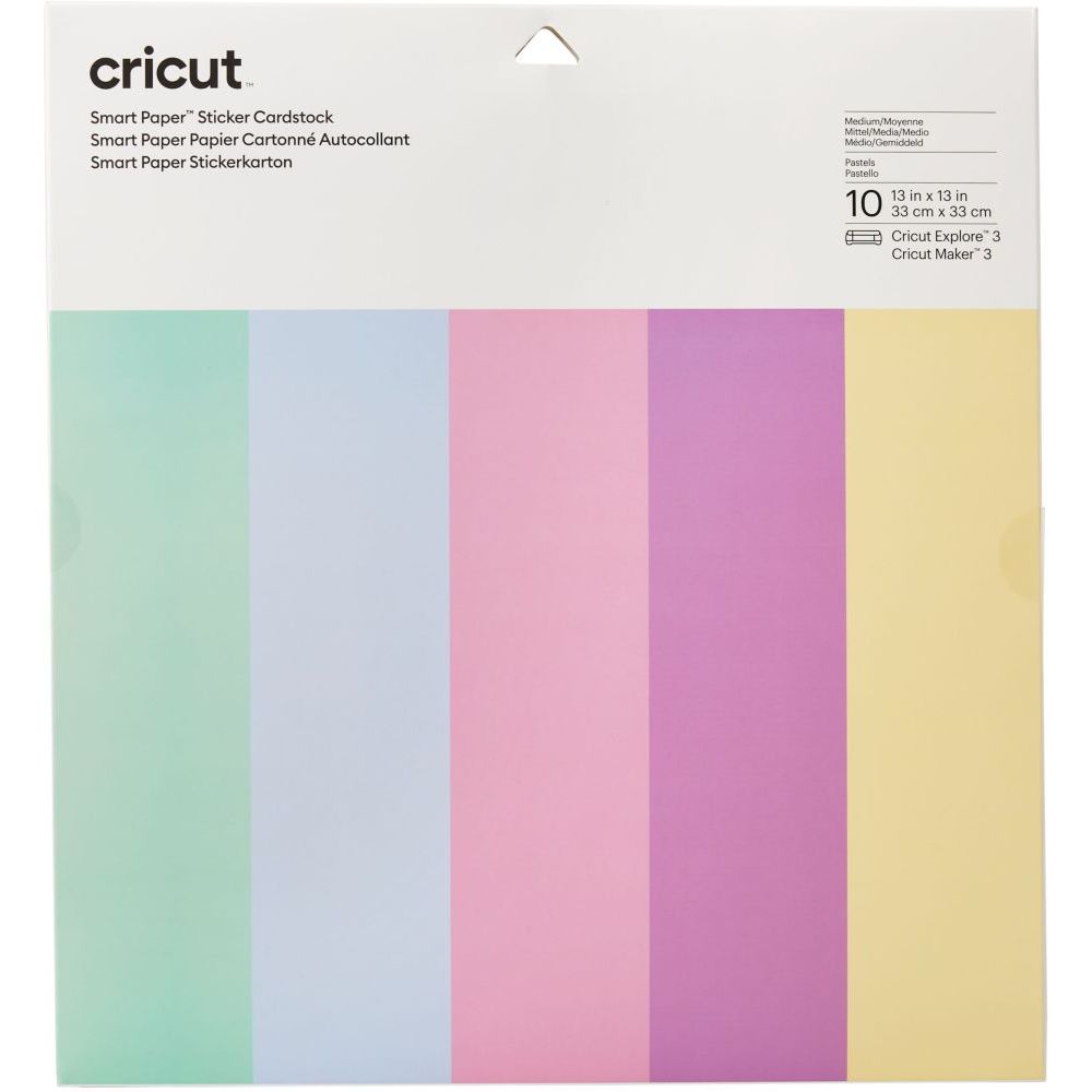 Cricut Smart Paper Sticker Cardstock Pack (33 x 33cm) (Pack of 10) - Pastel