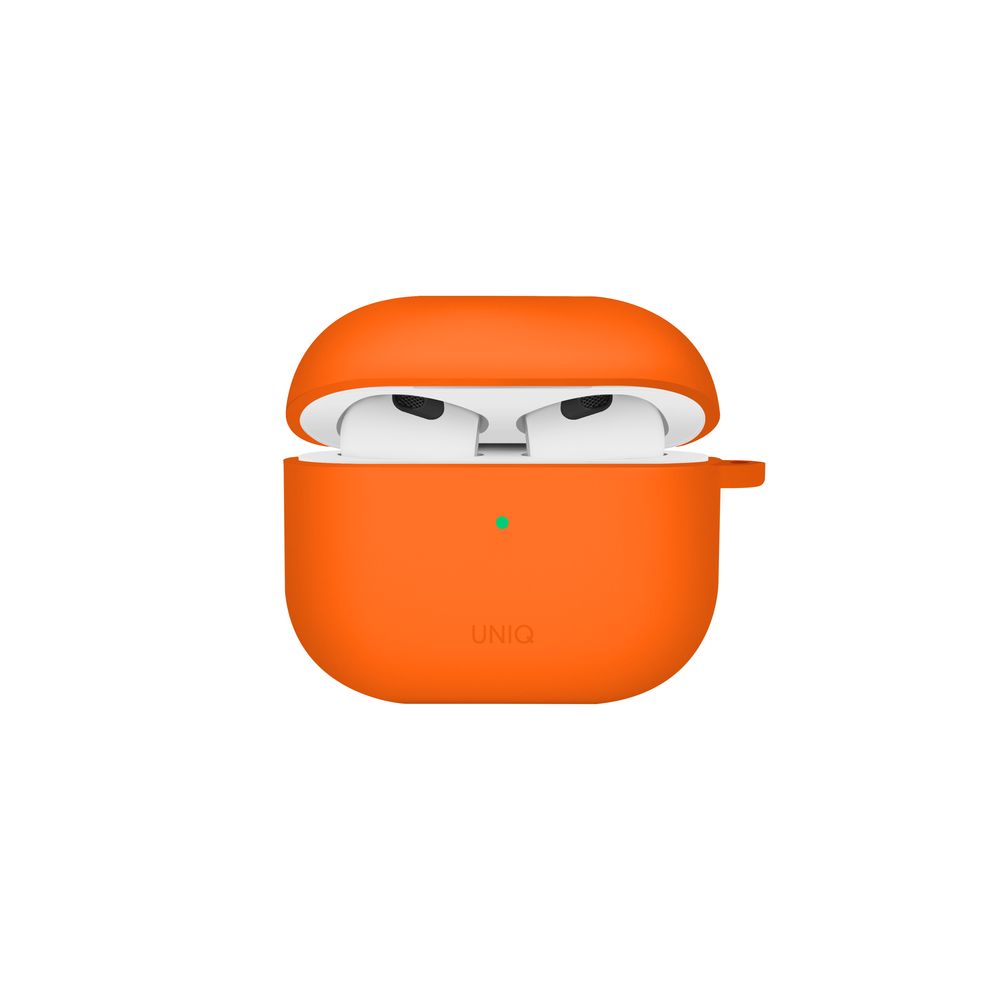 Uniq Nexo Active Hybrid Silicone Airpods 4th Gen Case With Sports Ear Hooks - Volt Orange