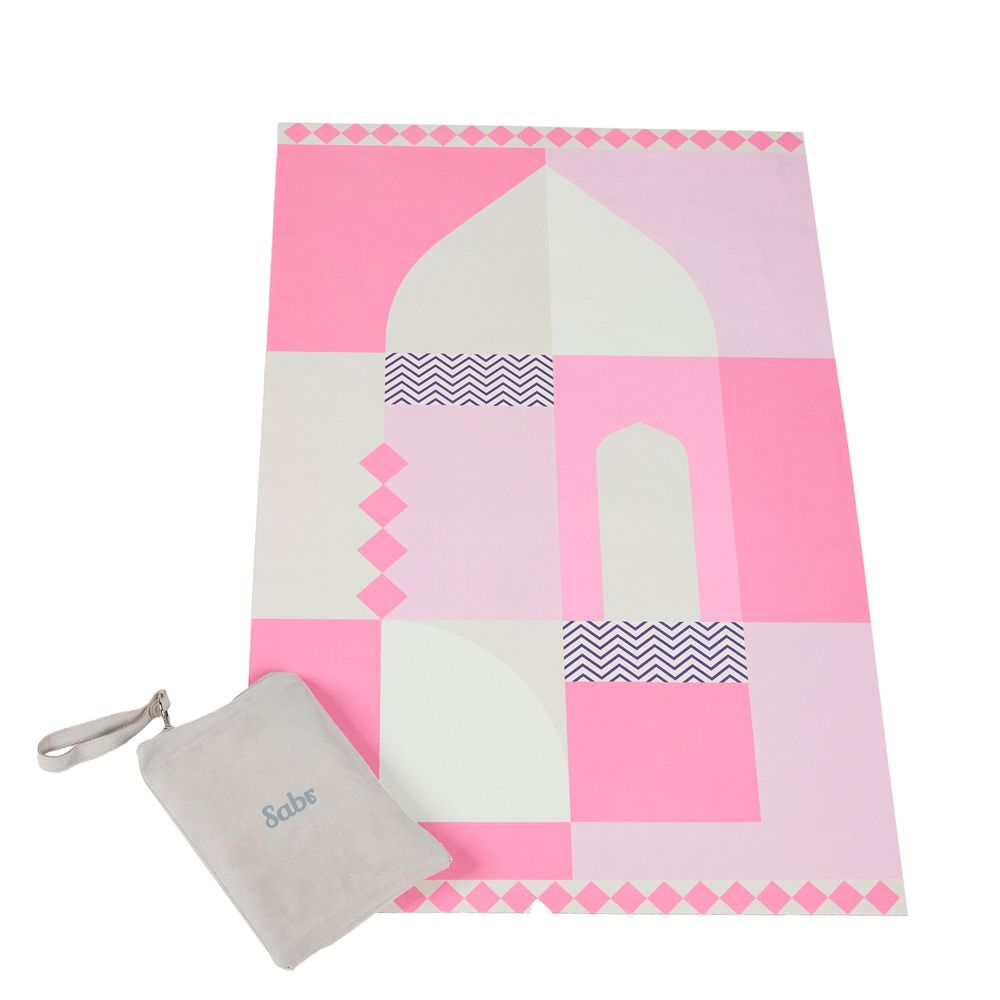 Sabr Al Ula Compact Prayer Mat - Pink (68 x 107 x 0.1cm)