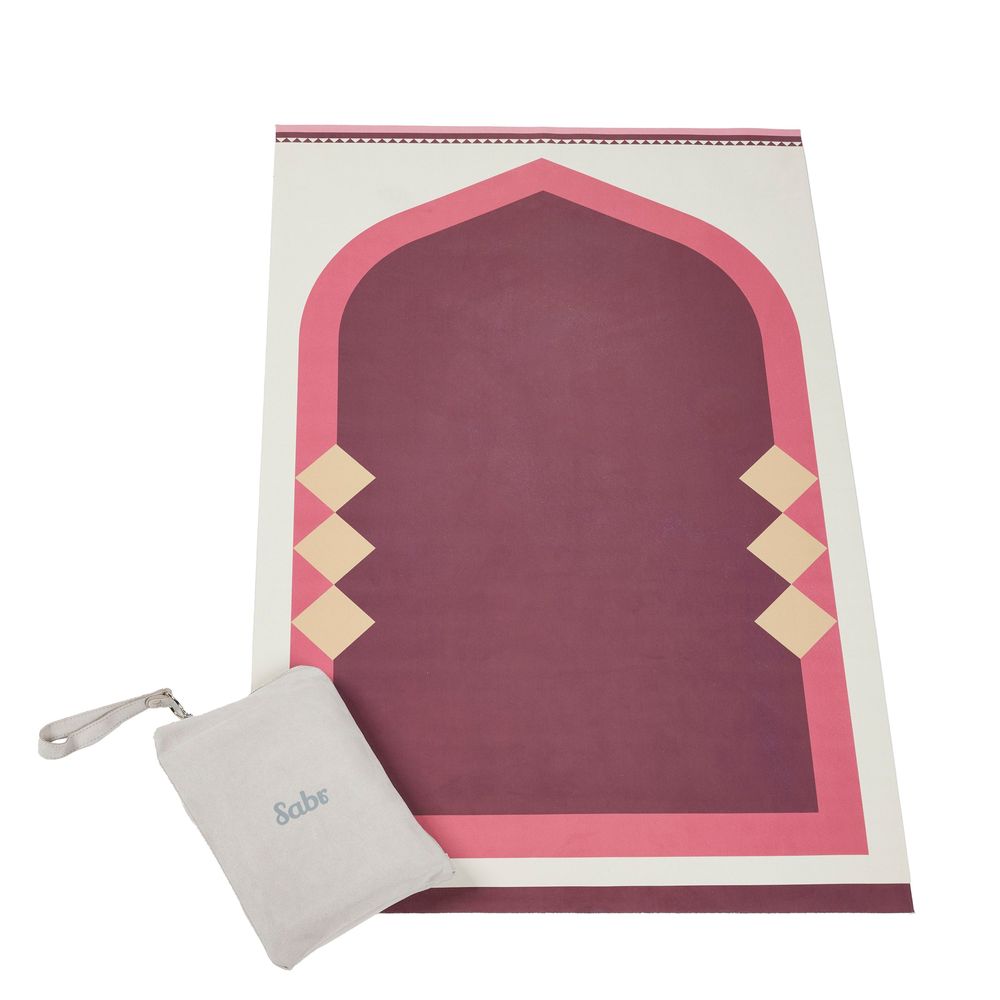 Sabr Lahore Compact Prayer Mat - Burgundy (68 x 107 x 0.1cm)