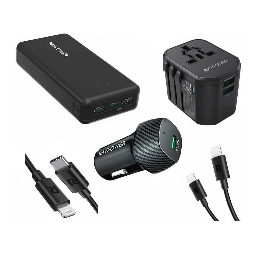 RavPower PB1232 5 In 1 Travel Combo With 20000mAh - Black