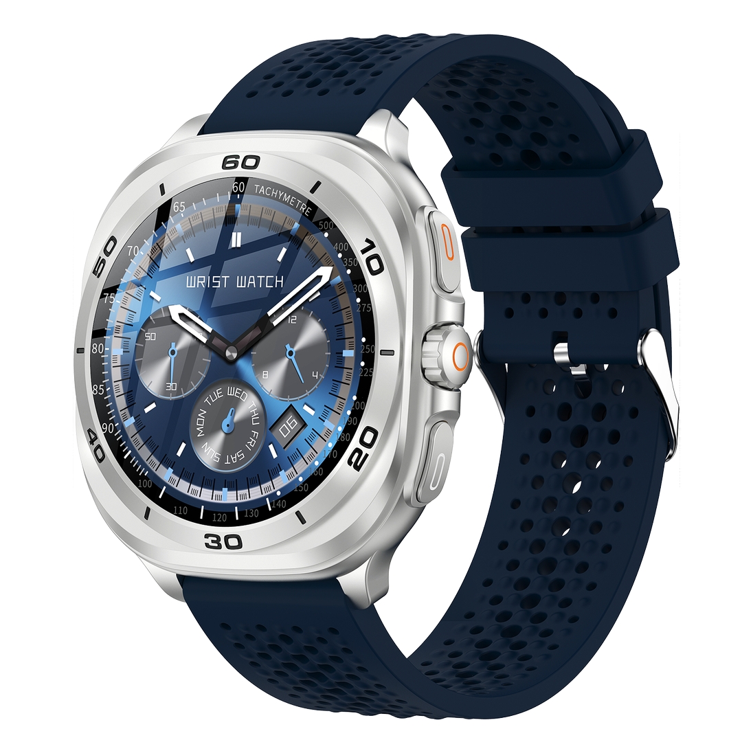 Swiss Military Dom7 Smartwatch Silver/Blue Rubber Strap