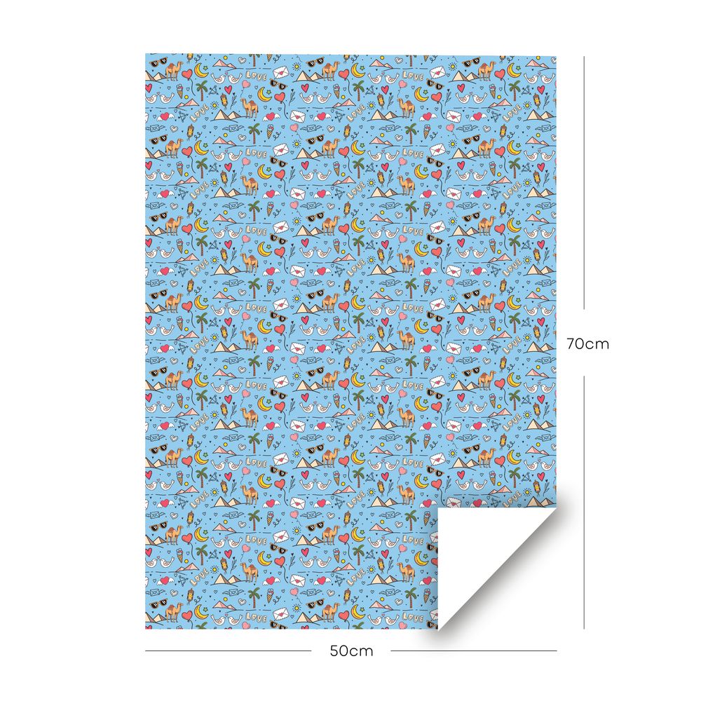 Share The Love Love Arabic Theme Wrapping Paper Roll - Blue - (50 x 70 cm)