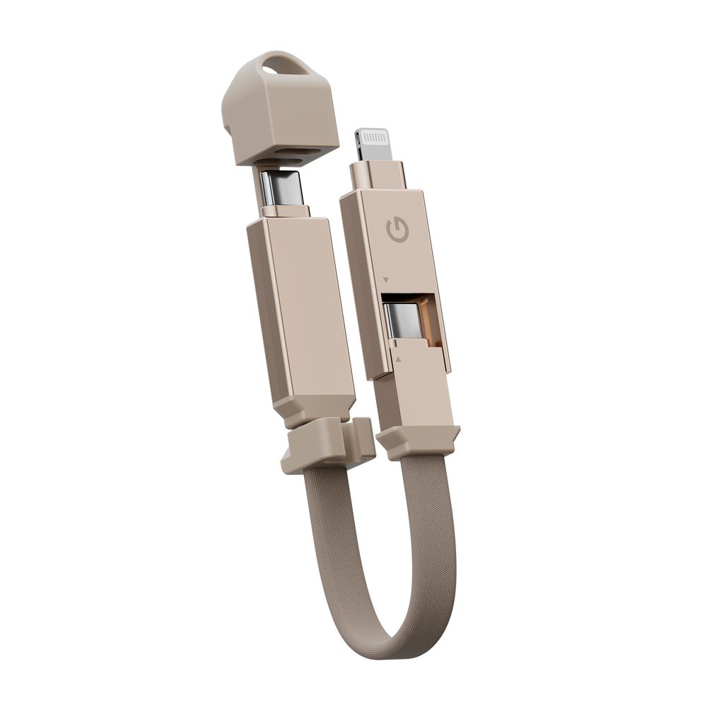 Energea Sheath 2-In-1 C To C + Lightning Cable/ 480Mbps/ 60W/ 15cm -Gold