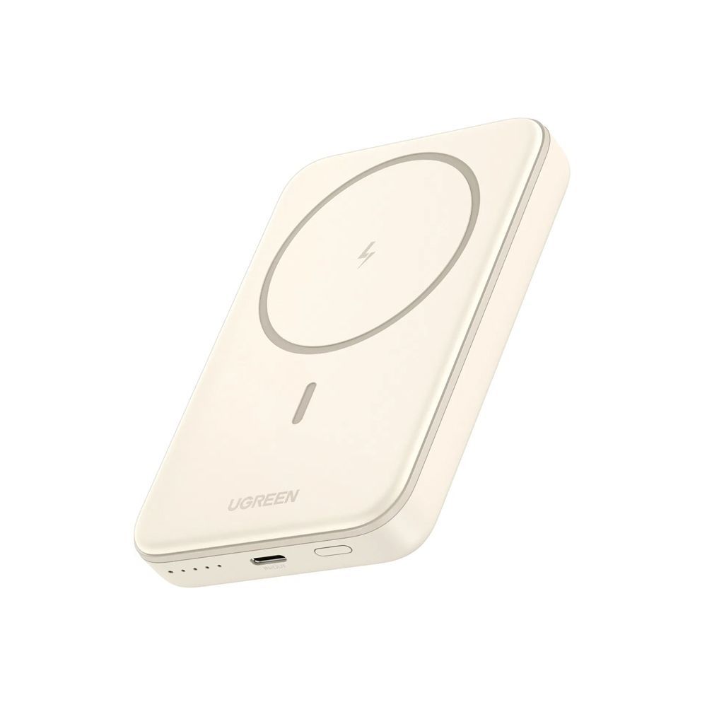 Ugreen Uno Magnetic Power Bank 5000mAh Wirelss Portable Charger/ 20W Fast Charging Battery Pack With Foldable Stand - Beige