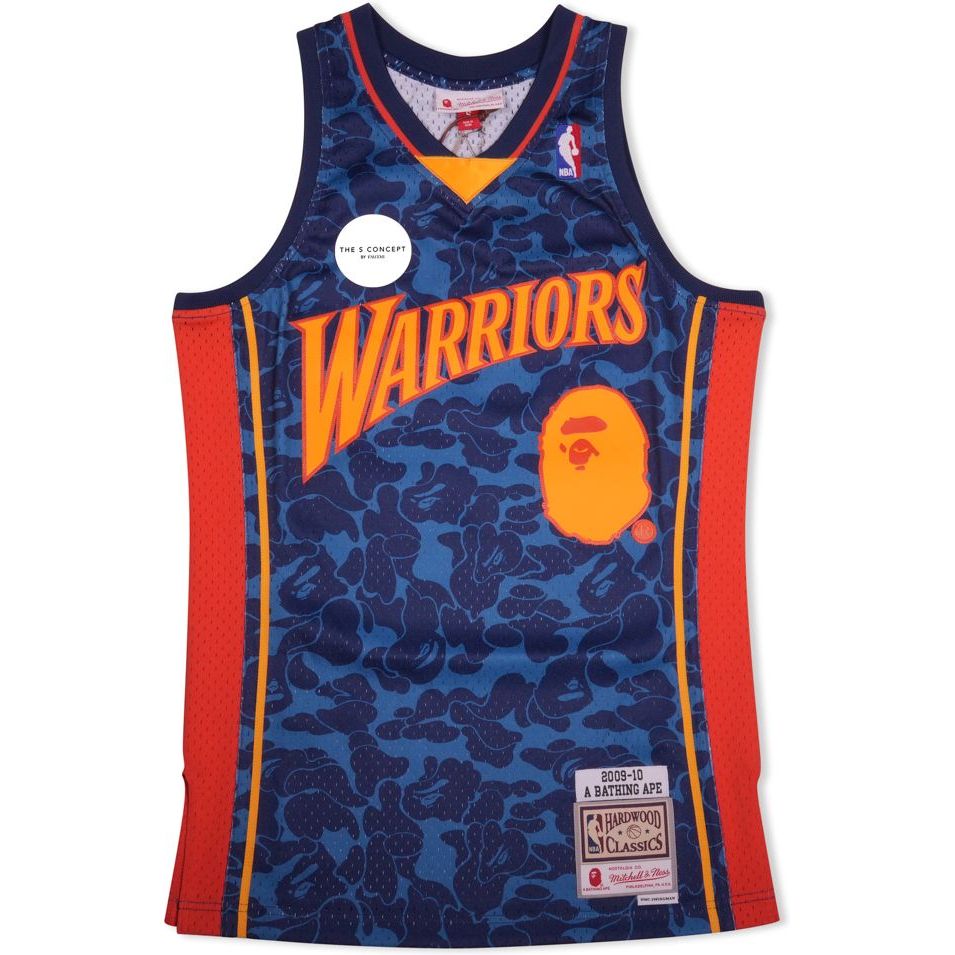 Bape X Mitchell & Ness Warriors Abc Basketball Swingman Jersey S