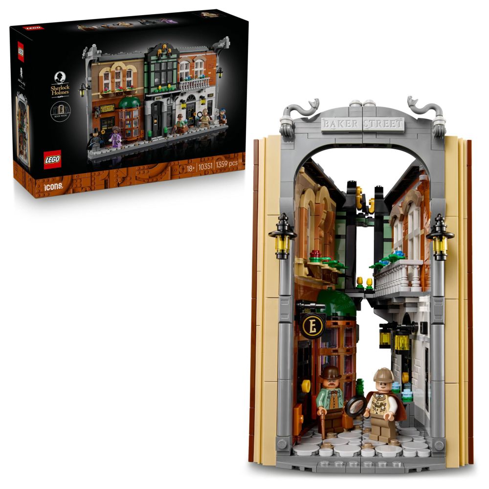 LEGO Icons Sherlock Holmes - Book Nook Kit - Bookshelf Decor Building Set - 10351 (1359 Pieces)