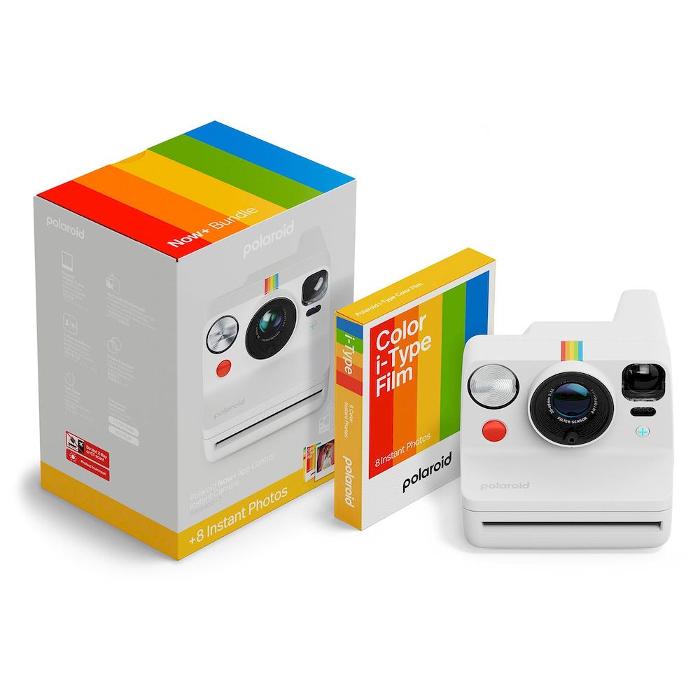 Polaroid Now+ Gen 3 White + Color Film Bundle (8 Photos) Autofocus System Connected App Control LED