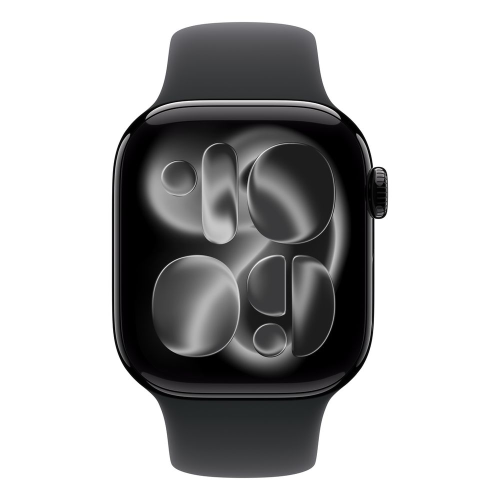 Apple Watch Series 11 GPS + Cellular 42mm Jet Black Aluminium Case with Black Sport Band - S/M