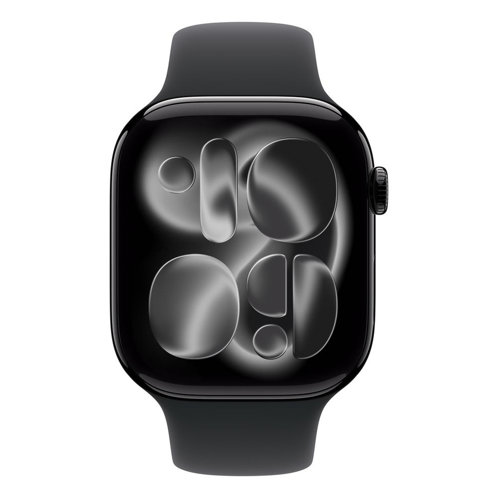 Apple Watch Series 11 GPS + Cellular 46mm Jet Black Aluminium Case with Black Sport Band - M/L