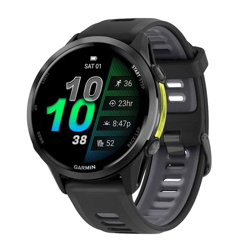 Garmin Forerunner 970 Carbon Gray DLC TI Smartwatch with Black Case & Black/ Translucent Whitestone Band