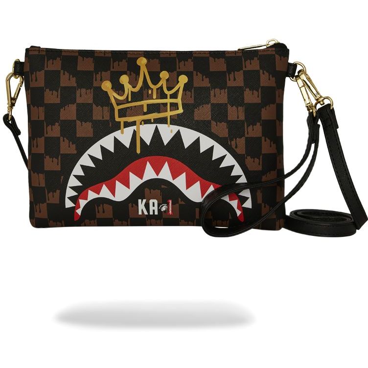 Sprayground Crown Drip Check X Ka1 Clutch - Brown