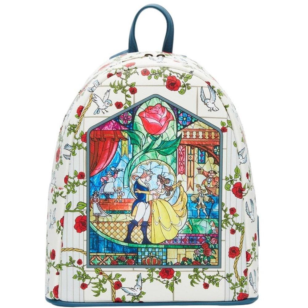 Loungefly Leather Disney Beauty & Beast Belle Stainglass Mini Backpack