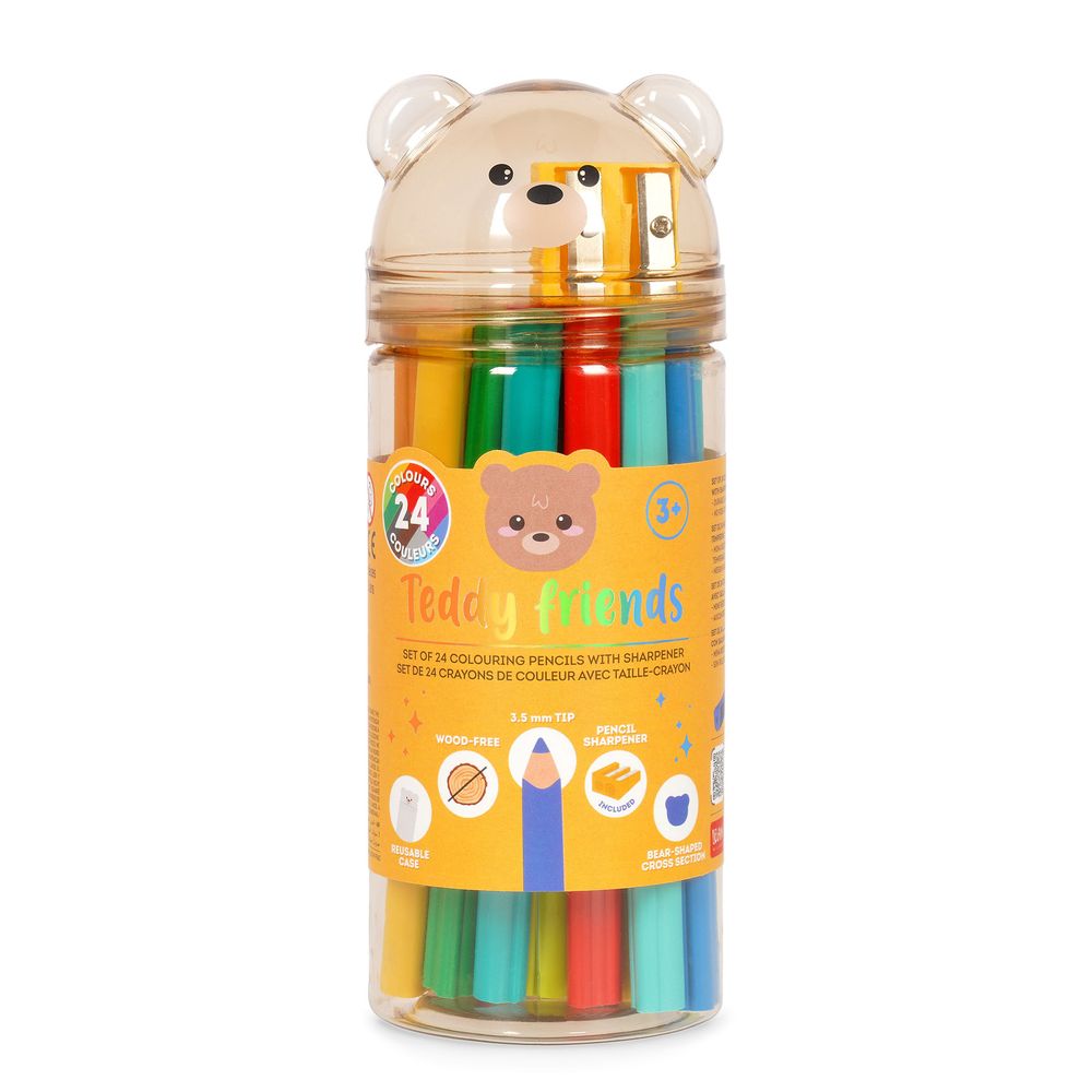 Legami 24 Colouring Pencils With Sharpener - Teddy Friends