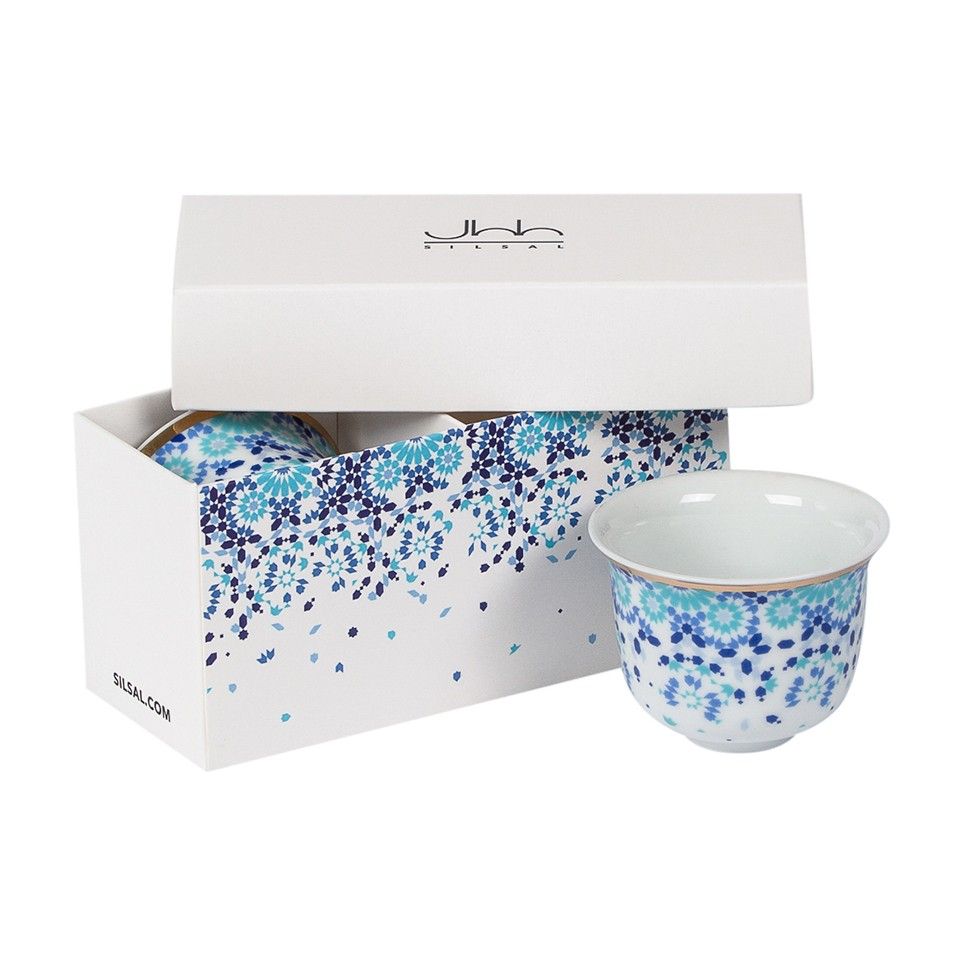 Silsal Mirrors Arabic Coffee Cups in Gift Box (Set of 2)