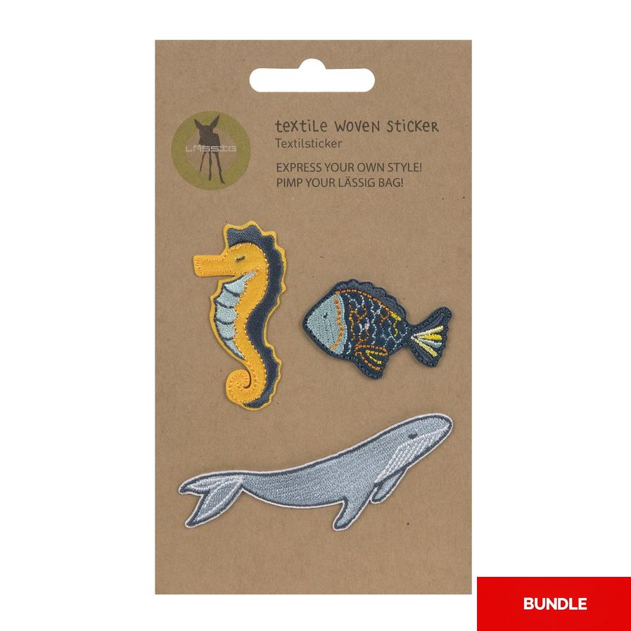 Lassig Textile Woven Sticker Stick On - Sea (Set of 3) (Bundle of 2)