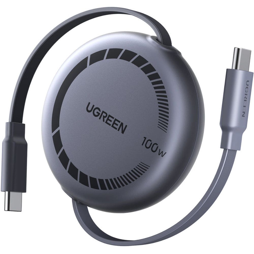 Ugreen USB-C to USB-C PD Fast Charging Retractable Cable 100W Max 1M - Grey
