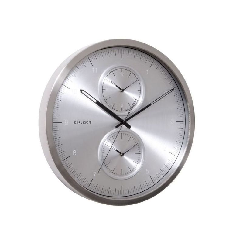 Karlsson Wall Clock Multiple Time Aluminium Brushed