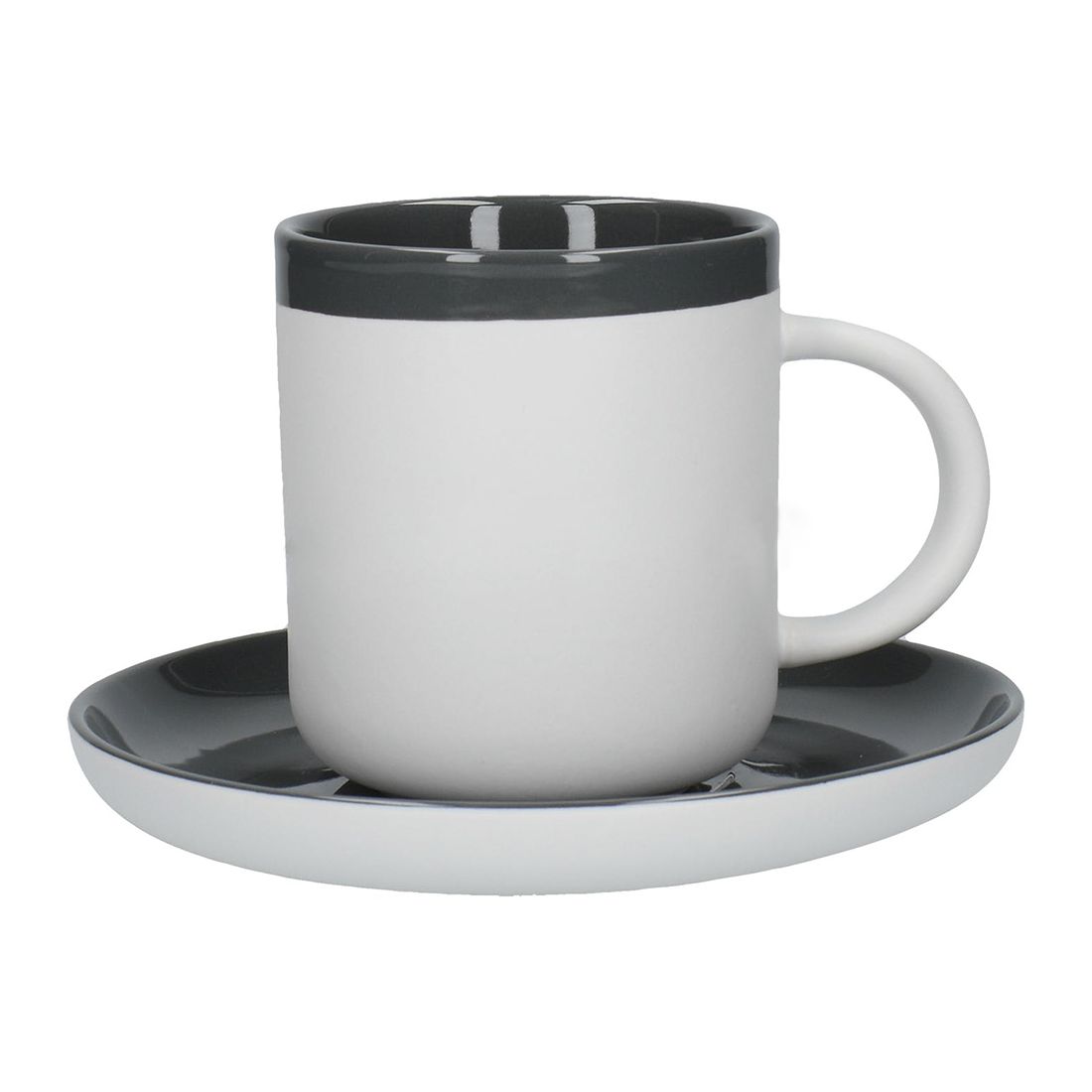 Kitchencraft L.A. Cafetiere Barcelona Cool Grey 100ml Espresso Cup & Saucer