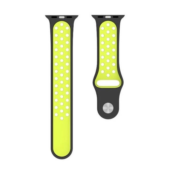 Behello 42/44mm Premium Silicone Strap Black/Yellow for Apple Watch (Compatible with Apple Watch 42/44/45mm)