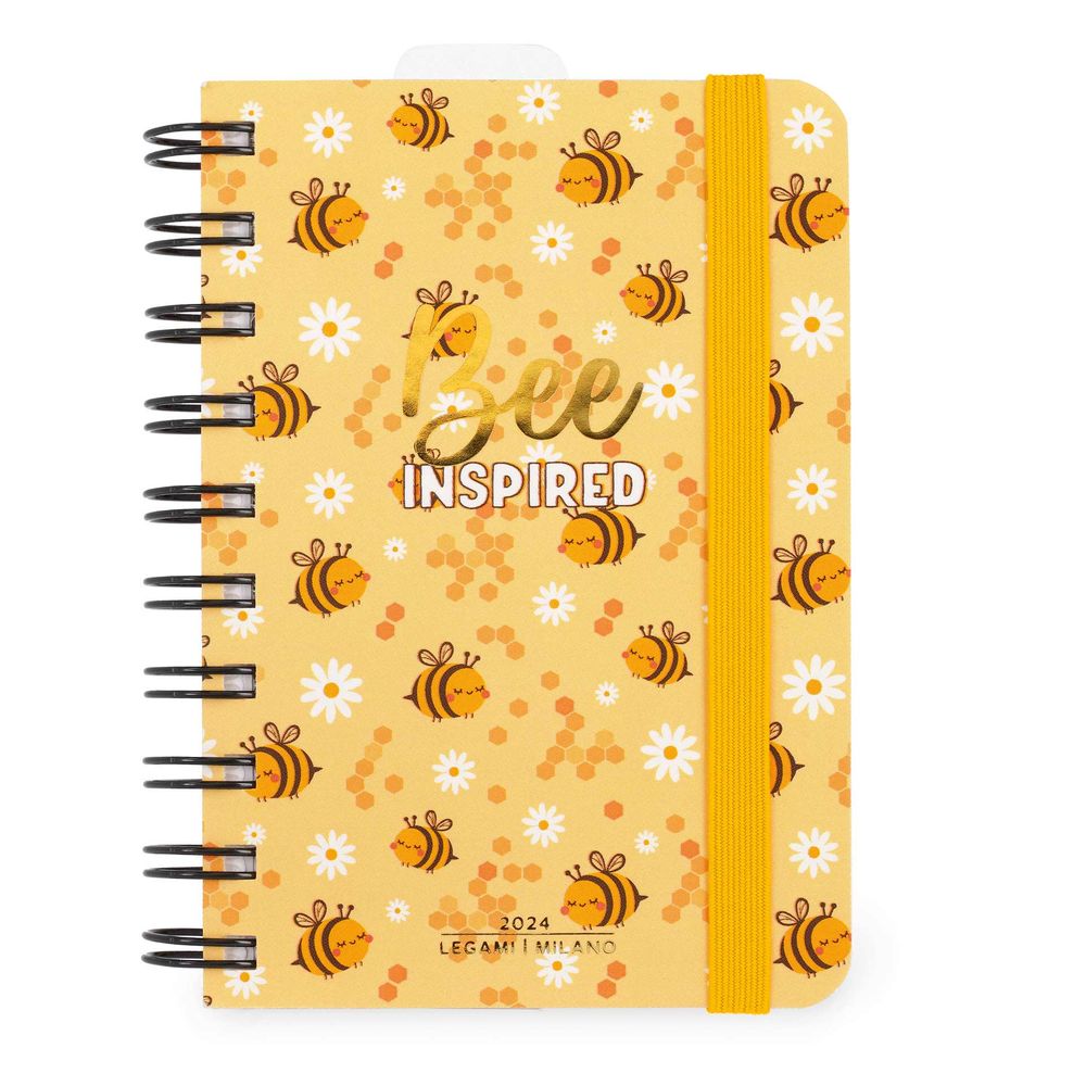 Legami 12-Month Diary - 2024 -Small Daily Spiral Bound Diary - Bee