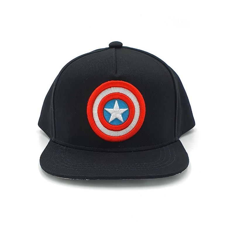قبعة للرجال تحمل شعار كابتن أمريكا لون أسود