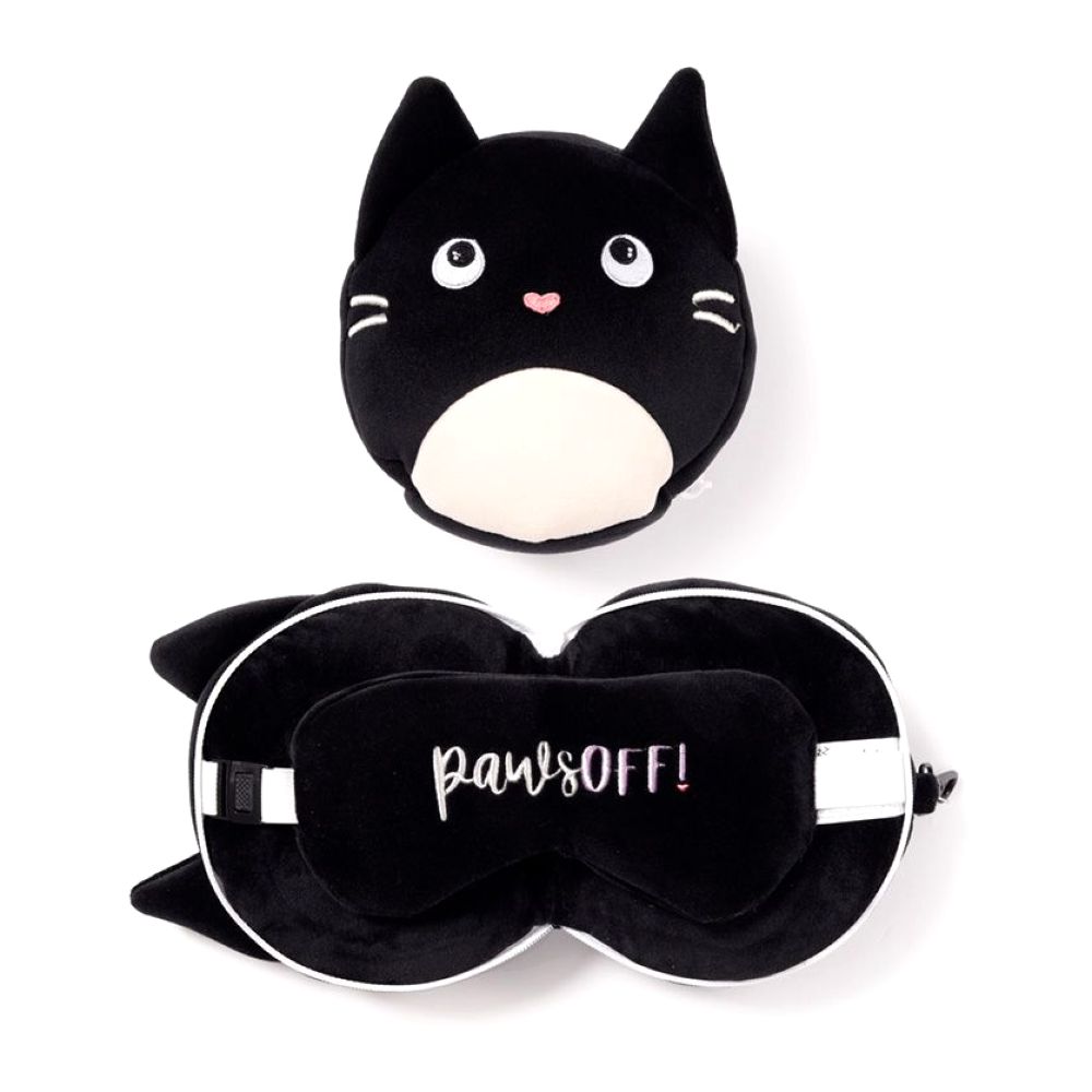 Puckator Feline Cat Travel Pillow & Eye Mask