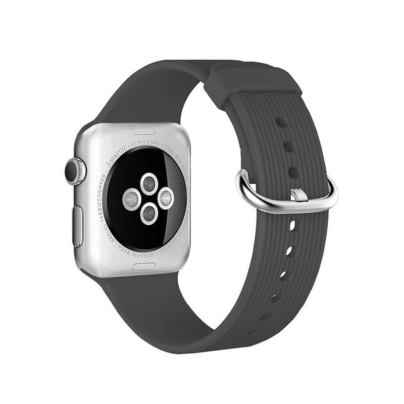 Promate Silica-42 Grey Lightweight Contoured Silicon Watch Strap with Single Tour Deployment Buckle for 42mm Apple Watch (Compatible with Apple Watch 42/44/45mm)