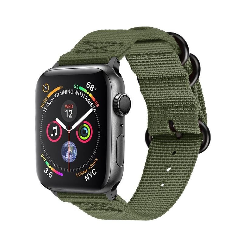 Promate Nylox-38 Green Trendy Nylon Fiber with Metal Deployment Buckle for 38mm Apple Watch (Compatible with Apple Watch 38/40/41mm)