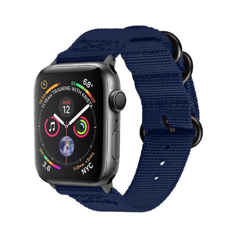Promate Nylox-42 Blue Trendy Nylon Fiber with Metal Deployment Buckle for 42mm Apple Watch (Compatible with Apple Watch 42/44/45mm)