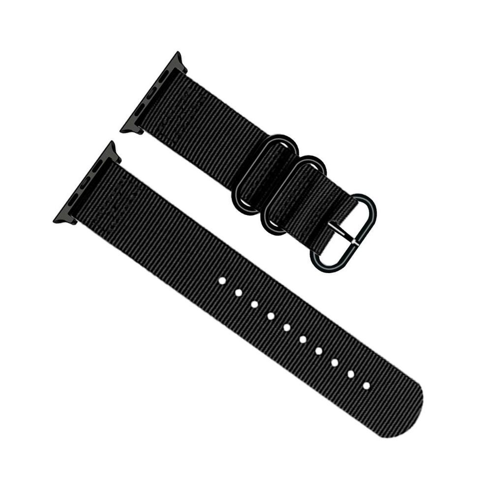 Promate Nylox-42 Black Trendy Nylon Fiber with Metal Deployment Buckle for 42mm Apple Watch (Compatible with Apple Watch 42/44/45mm)