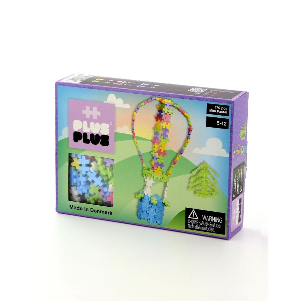 لعبة مجموعة مكعبات بناء وتركيب مُصغرة على شكل منطاد الهواء الساخن بألوان الباستيل من بلس بلس (170 قطعة)