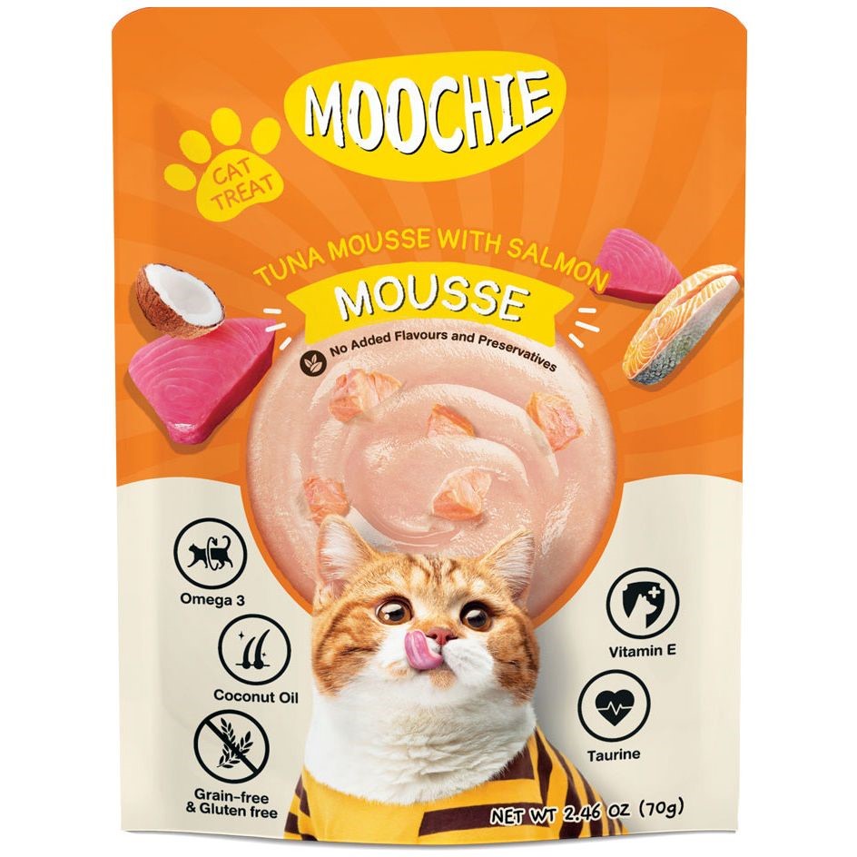 Moochie Cat Food Tuna Mousse with Salmon Pouch 12 x 70 g
