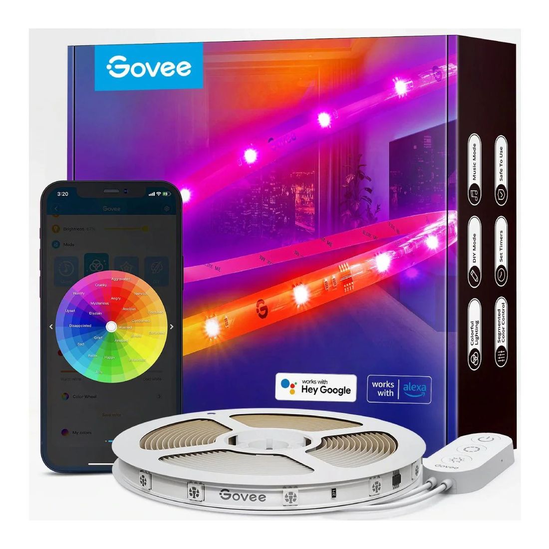 Govee RGBIC LED Strip Lights with Protective Coating - 10m