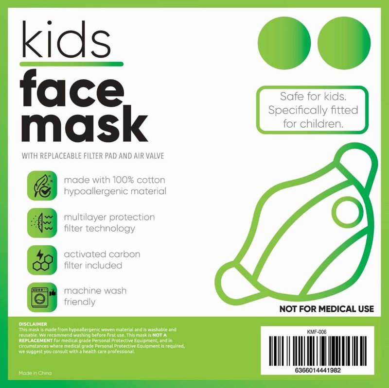 Kids Cotton Cloth Mask Blue (With Activated Carbon Filter)
