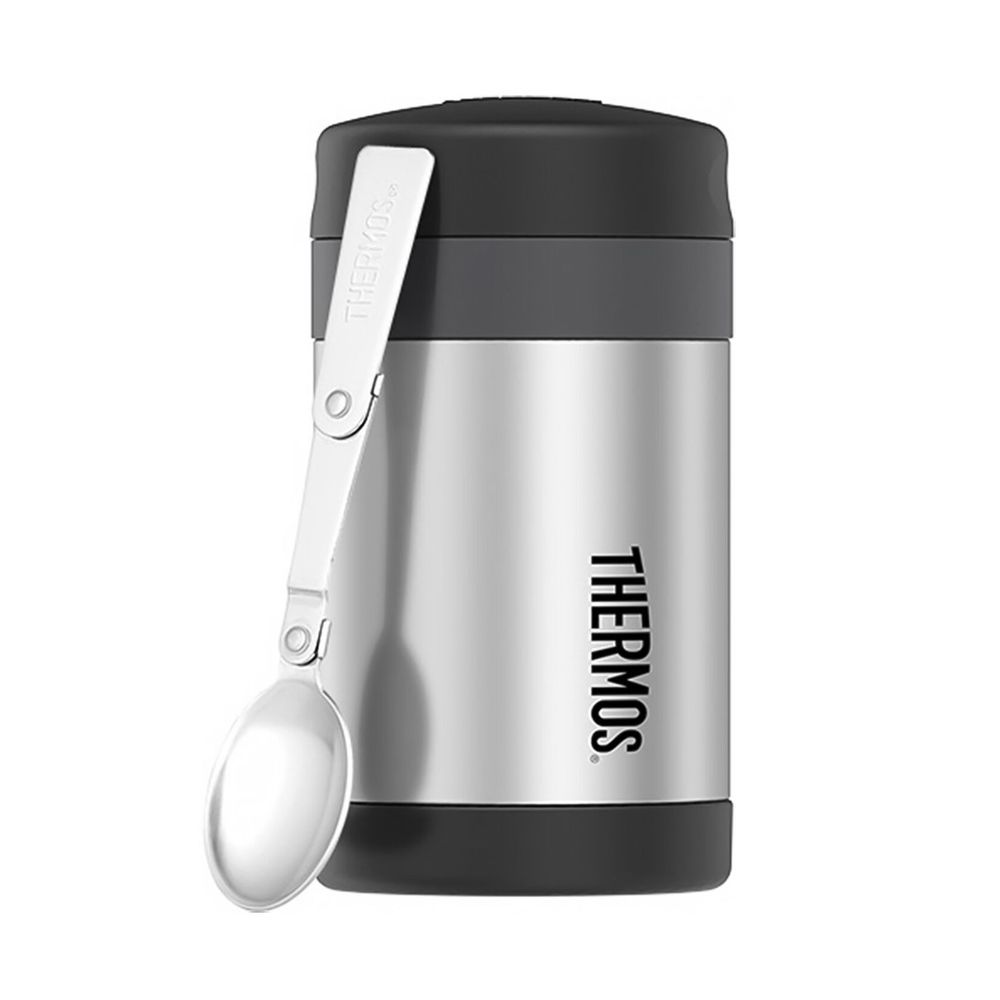 Thermos Stainless Steel Food Jar Wide Neck With Folding Spoon 470 ml