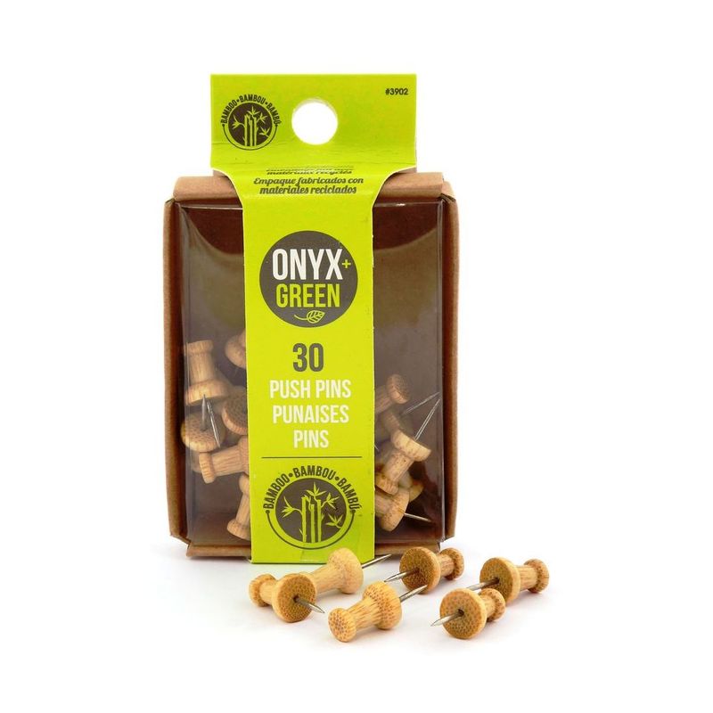 Onyx & Green Push Pins Made From Bamboo (Pack of 30) Onyx & Green Push Pins Made From Bamboo (Pack of 30)