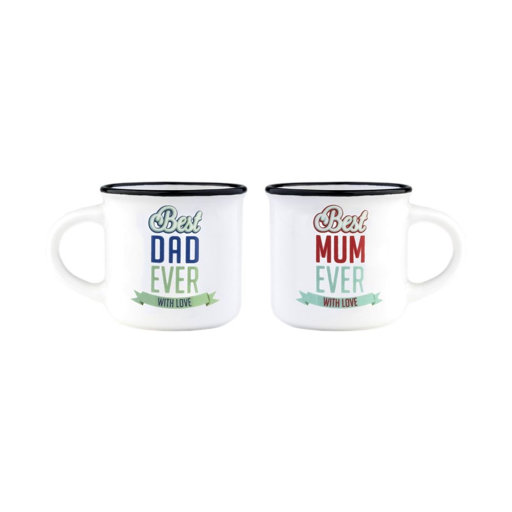 Legami Espresso for Two - Porelain Coffee Mugs 50 ml - Best Mum & Dad (Set of 2)