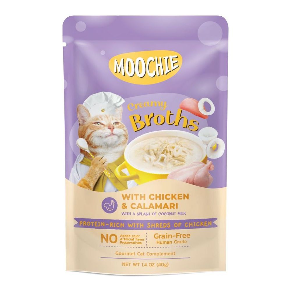 Moochie Kitten Creamy Broth with Chicken & Calamari 40g Pouch