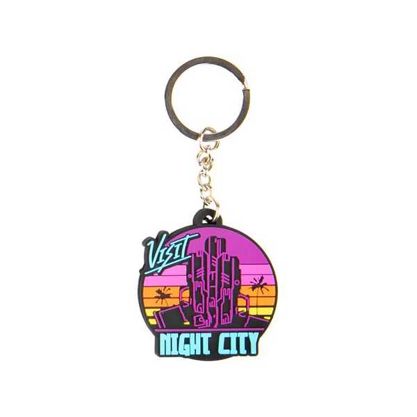 Jinx Cyberpunk 2077 Visit Night City Keychain Multicolor