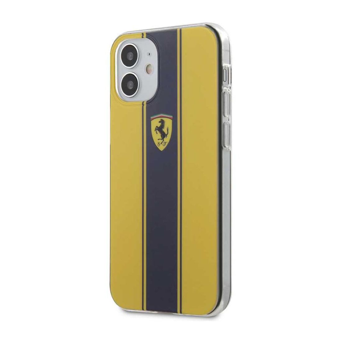 Ferrari On Track Pc/Tpu Hard Case with Navy Stripes Yellow for iPhone 12 Mini