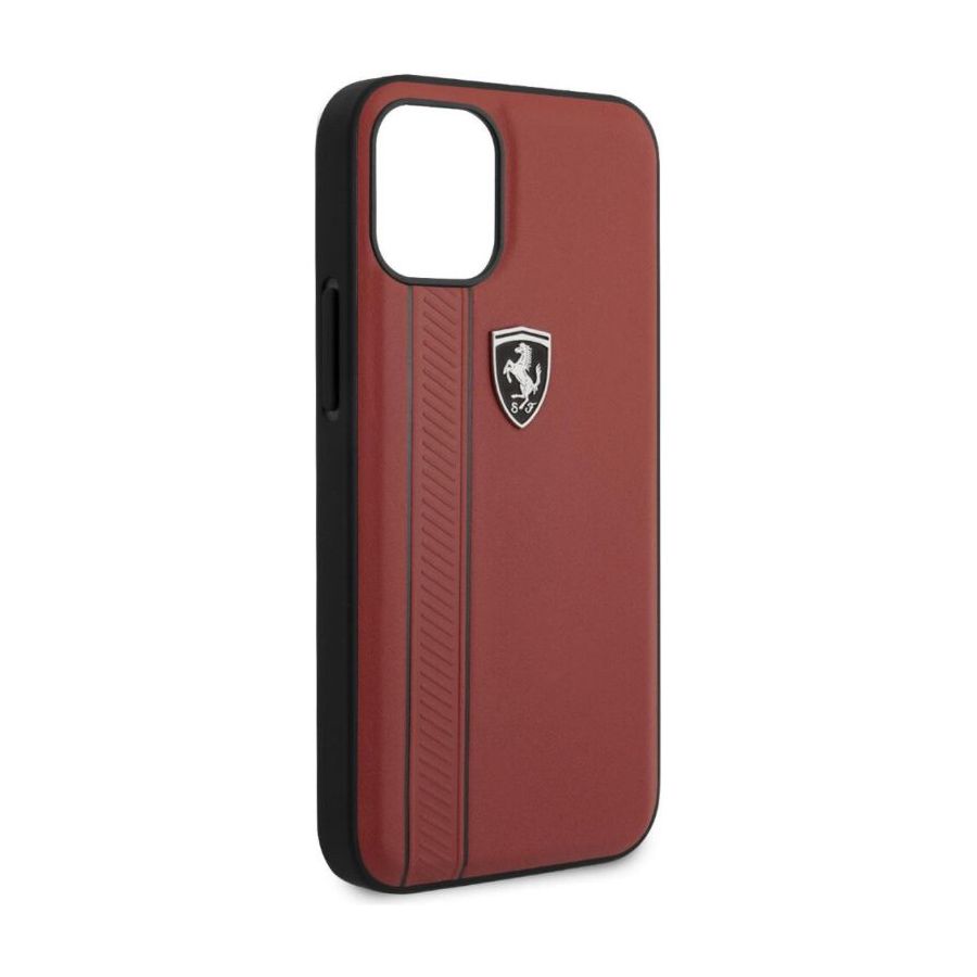 Ferrari Off Track Genuine Leather Hard Case Red for iPhone 12 Mini