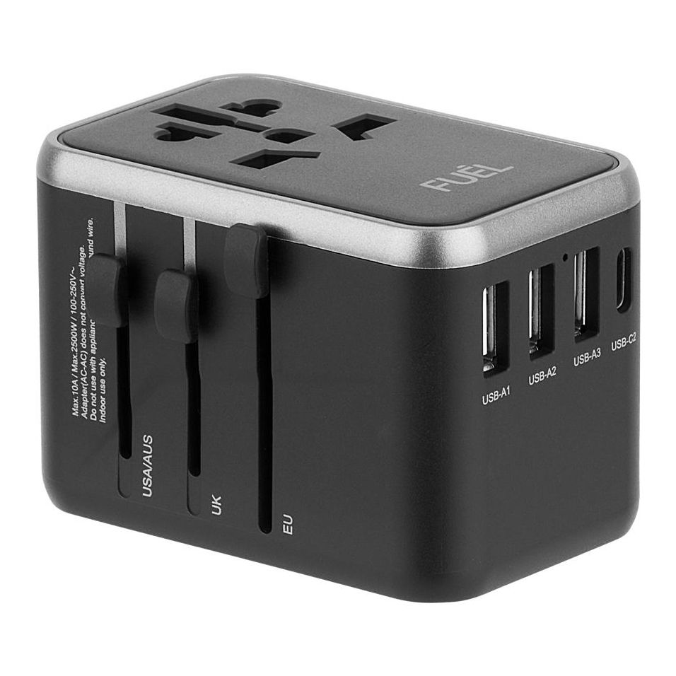 Case-Mate Fuel World Travel Adapter Silver/Black